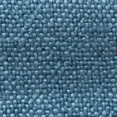 Muted blue woven fabric texture with a dense, nubby surface and regular grid pattern, appearing matte and durable for upholstery.